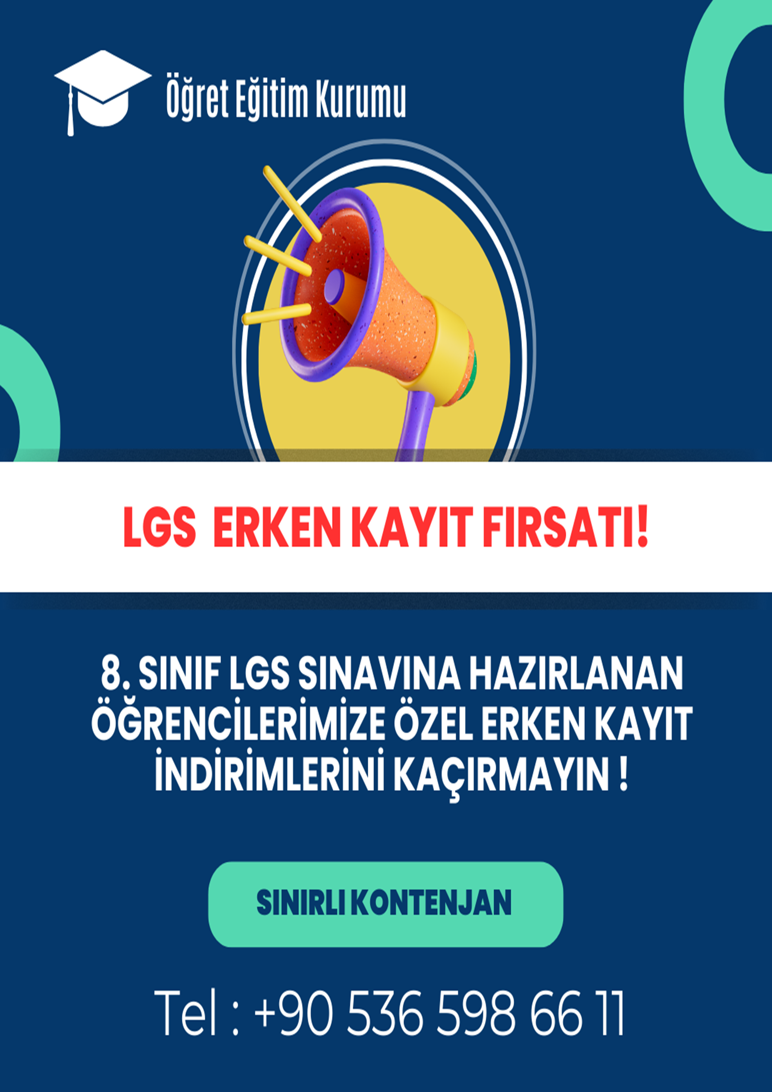 Lacivert Yeşil Kurumsal Eğitim Erken Kayıt Dershane Duyurusu Instagram Gönderisi